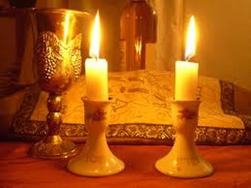 Shabbat candles and kiddush cup